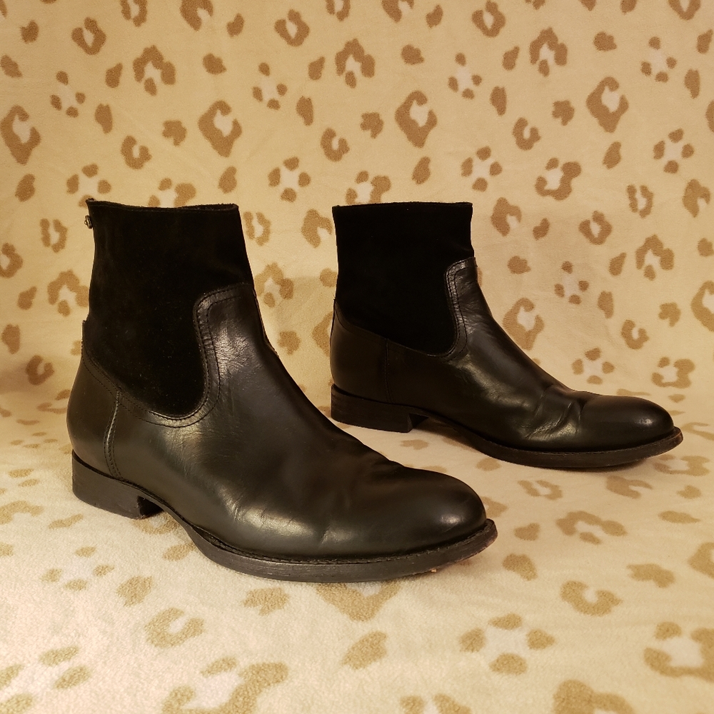 Frye ankle boots, Women's 11, black leather and suede